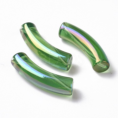 UV Plating Transparent Rainbow Iridescent Acrylic Beads OACR-A016-01D-1
