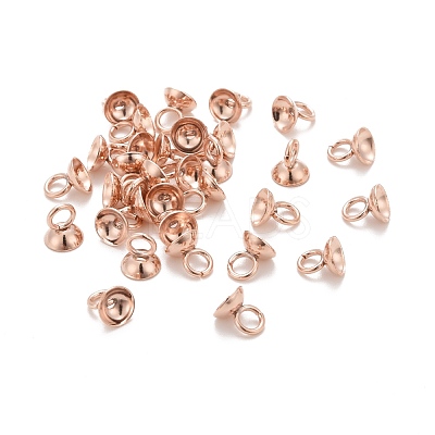 201 Stainless Steel Bead Cap Pendant Bails STAS-L244-27C-RG-1