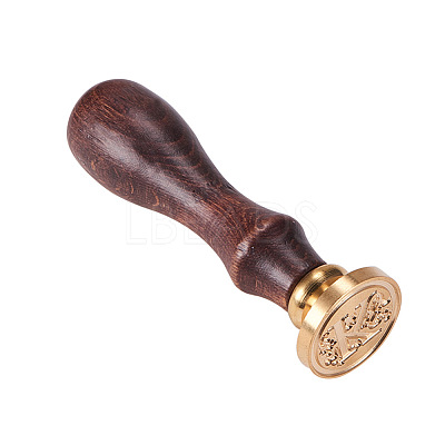 DIY Letter Scrapbook Brass Wax Seal Stamps and Wood Handle Sets AJEW-PH0010-K-1