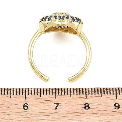 Heart Brass Micro Pave Cubic Zirconia Cuff Open Rings for Women CU-CBA0A21-01G-1