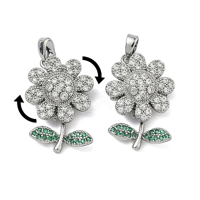 Brass Micro Pave Cubic Zirconia Rotatable Pendants KK-A287-11E-P-1