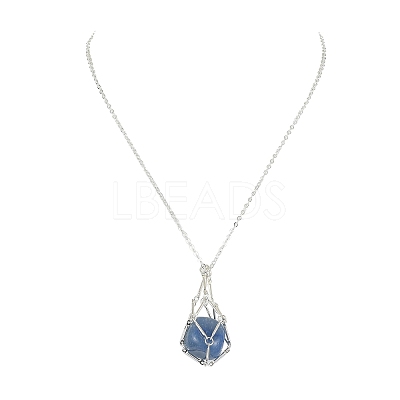 304 Stainless Steel Macrame Pouch Empty Stone Holder for Pendant Necklaces Making NJEW-JN04384-02-1