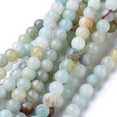 Natural Flower Amazonite Beads Strands G-D608-8mm-1