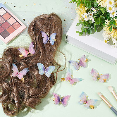 8Pairs 8 Style Double Layers Tulle Butterfly Alligator Hair Clips PHAR-CP0001-06-1