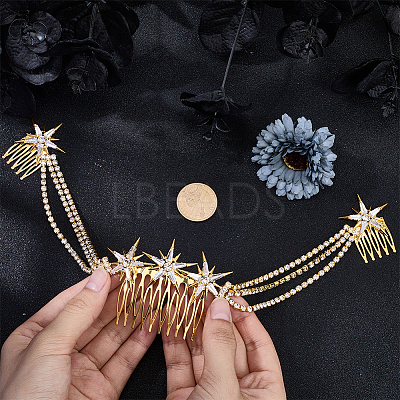 Alloy Rhinestone Hair Combs MRMJ-WH2007-031G-1