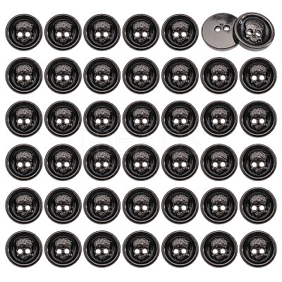 40Pcs 2-Hole Alloy Enamel Flat Round Buttons BUTT-CA0001-36B-1
