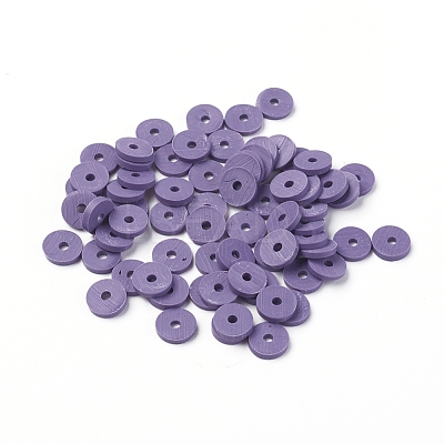 Flat Round Handmade Polymer Clay Beads CLAY-R067-6.0mm-03-1