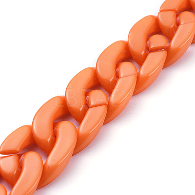 Handmade Opaque Acrylic Curb Chains AJEW-JB00564-09-1