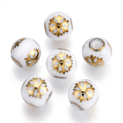 Christmas Opaque Glass Beads EGLA-R113-01C-1