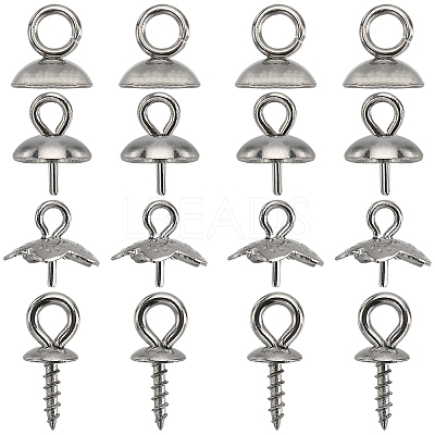 120Pcs 4 Styles 201 & 304 Stainless Steel Cup Peg Bails Charms STAS-SC0006-06-1
