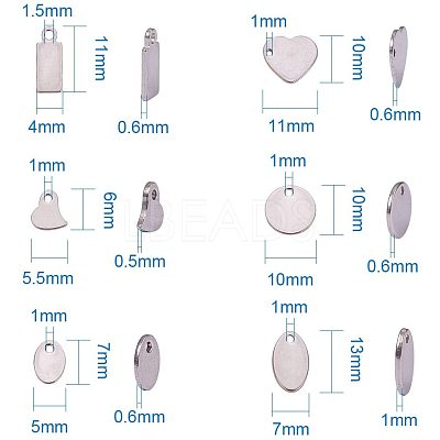 304 Stainless Steel Stamping Blank Tag Pendants Sets STAS-PH0007-01-1
