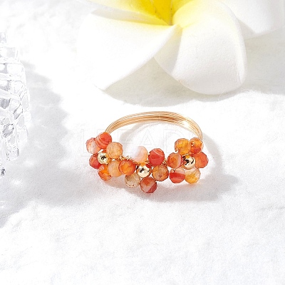4Pcs Natural Gemstone Rings RJEW-TA00198-1