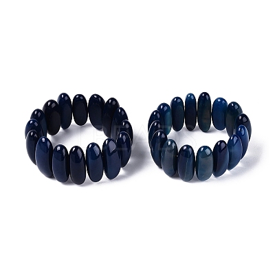 Oval Natural Agate Beaded Stretch Bracelets for Women Men G-Q601-23B-1