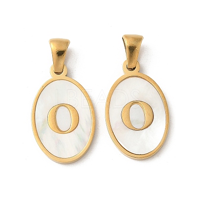 Natural Shell Oval with Initial Pendants STAS-I351-23G-O-1