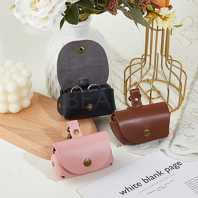 PU Leather Ring Storage Gift Cases with Iron Rings & Clasps AJEW-WH0348-484B-1