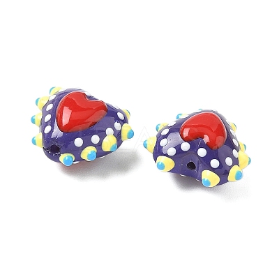 Baking Paint Glass Bumpy Beads Heart LAMP-V001-09G-1