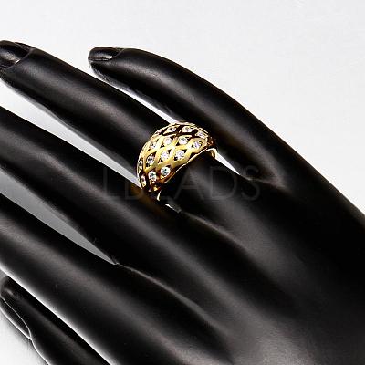 Classic Hollow Real 18K Gold Plated Brass Cubic Zirconia Finger Rings RJEW-BB05801-8G-1