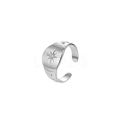 304 Stainless Steel Rhinestone Cuff Open Rings for Women FN8845-2-1