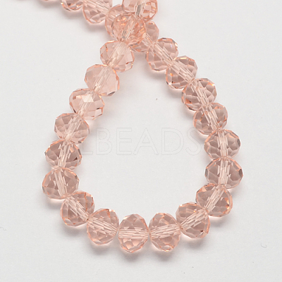 Light Salmon Imitate Austrian Crystal Faceted Glass Rondelle Beads X-G02YI0F5-1