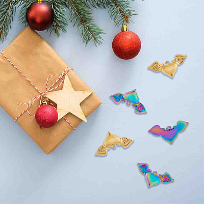 12Pcs 2 Colors 304 Stainless Steel Pendants STAS-DC0014-10-1