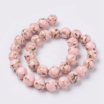 Sea Shell and Synthetic Turquoise Assembled Beads Strands G-G758-09-12mm-1