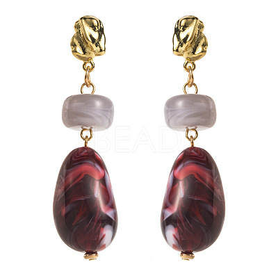 Alloy & Resin Dangle Stud Earrings WG13DBD-03-1