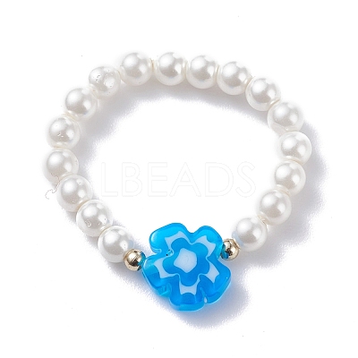 Shell Pearl Stretch Finger Ring RJEW-TA00019-1