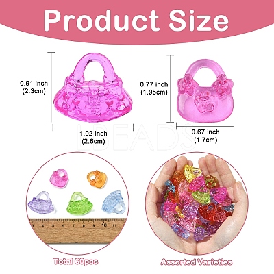 60Pcs 2 Styles Transparent Acrylic Pendants TACR-YW0003-38-1
