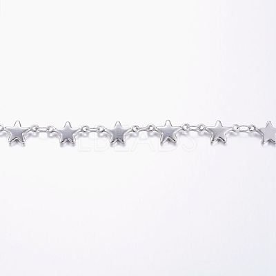 Tarnish Resistant Handmade 304 Stainless Steel Bar Link Chains STAS-G038-01P-1