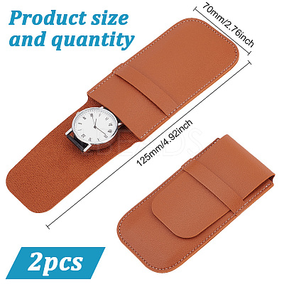 2Pcs Rectangle PU Imitation Leather Single Watch Storage Bag AJEW-GO0001-85A-1
