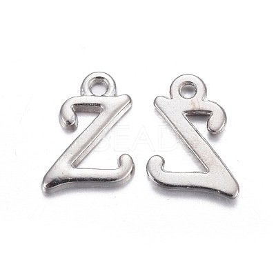Platinum Plated Alloy Letter Pendants PALLOY-J718-01P-Z-1