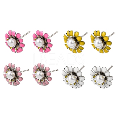 Brass Enamel Stud Earrings KK-CBA8324-27P-1