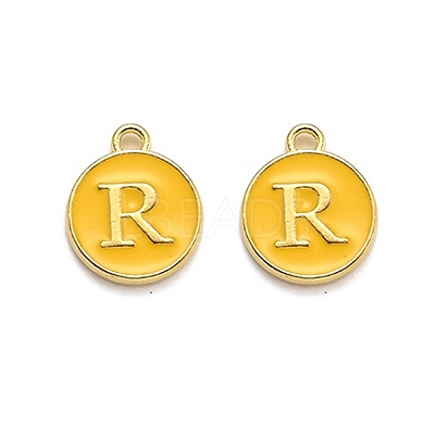 Golden Plated Alloy Enamel Charms ENAM-Q437-13R-1