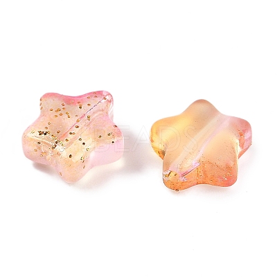 Transparent Spray Painted Frosted Glass Beads X2-GLAA-NH0003-01B-1