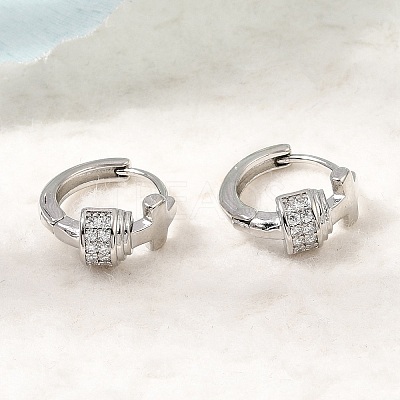 Cross Brass Micro Pave Cubic Zirconia Hoop Earrings KK-CBAEEA8-37P-1