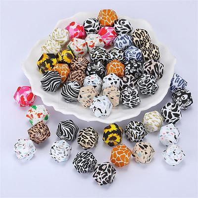 Colorful Pattern Printed Silicone Focal Beads LS-SI-JX0022A-03-1