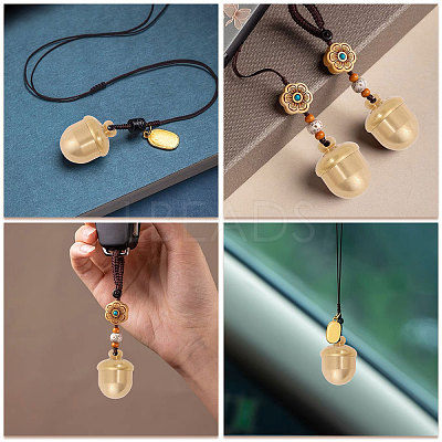 Openable Brass Acorn Urn Ashes Pendants KK-WH0001-25-1