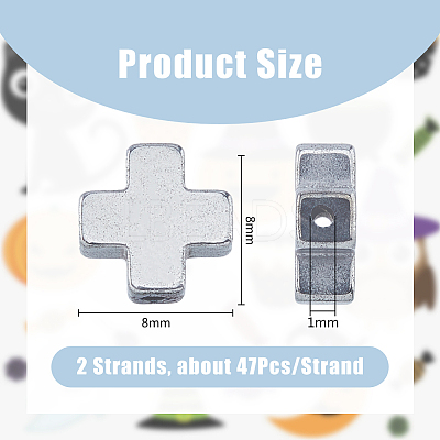 2 Strands Grade A Electroplate Non-magnetic Synthetic Hematite Cross Beads Strands G-DC0001-32-1