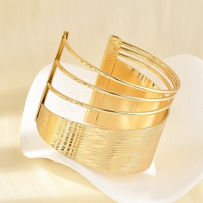 Alloy Open Cuff Bangles LS-BJEW-K272-01G-1