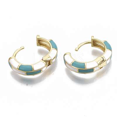 Brass Huggie Hoop Earrings EJEW-S209-06C-1