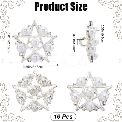 16Pcs Alloy Rhinestone Shank Buttons BUTT-GF0003-69-1
