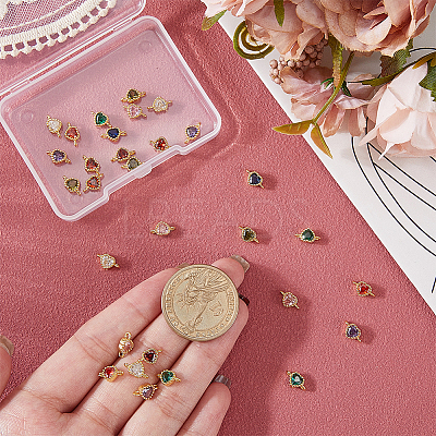 30Pcs 8 Colors Glass Rhinestone Connector Charms KK-DR0001-43-1