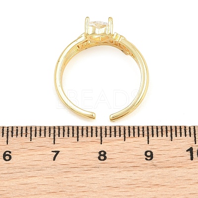 Mother's Day Brass Pave Cubic Zirconia Cuff Open Rings CU-CBACDF6-06G-01-1