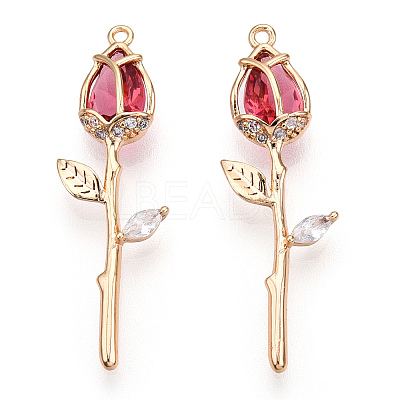 Brass Micro Pave Cubic Zirconia Pendants X-KK-S364-014A-1