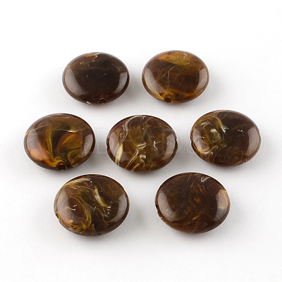 Flat Round Imitation Gemstone Acrylic Beads OACR-R051-M-1