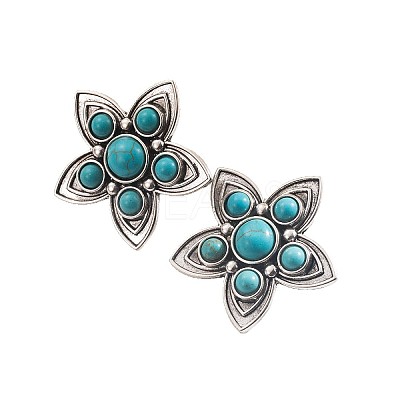 Alloy & Synthetic Turquoise Stud Earrings WGDB792-01-1