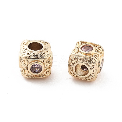 Brass Micro Pave Cubic Zirconia Beads KK-R216-17KCG-03-1