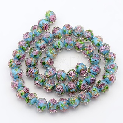 Handmade Gold Sand Lampwork Rondelle Beads Strands LAMP-L003-A-07-1