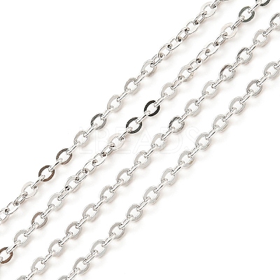Anti-Tarnish Rhodium Plated 925 Sterling Silver Flat Cable Chains STER-F052-04P-1