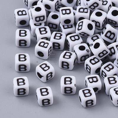 White Opaque Acrylic Beads MACR-R869-02B-1